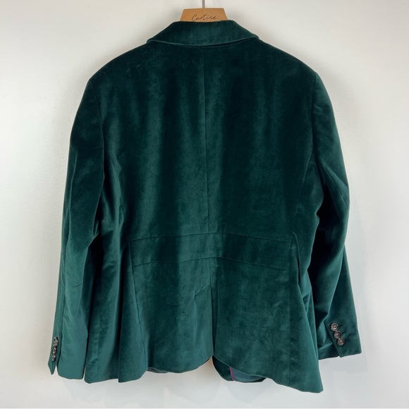 Talbots Emerald Green Velvet Blazer Jacket 20 W P (petite) Cotton formal office - Picture 5 of 12
